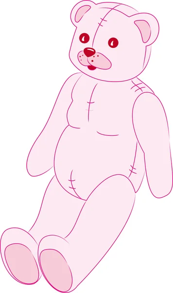 Рожевий плюшевий ведмедик, ретро іграшка — стоковий вектор
