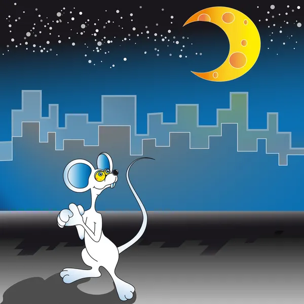 マウスと月 — ストックベクタ