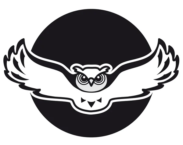 Gufo logo nero — Vettoriale Stock
