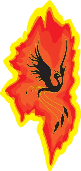 Pájaro el ave fénix levantándose de las llamas — Archivo Imágenes Vectoriales