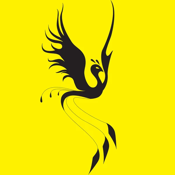 黄色の背景にフェニックス — ストックベクタ
