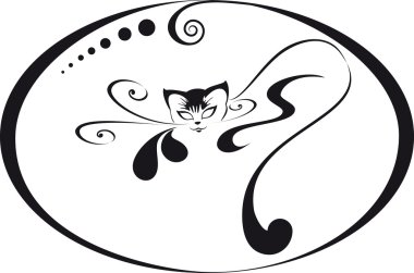 Home glamorous kitten in a circular frame. For your logo clipart