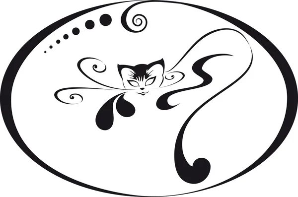 Gatito glamoroso casero en un marco circular. Para su logotipo — Archivo Imágenes Vectoriales