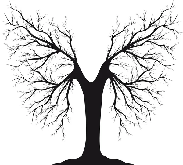 Svart siluett av ett träd utan blad — Stock vektor