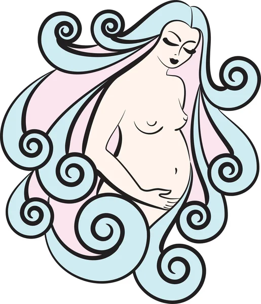 Gambar wanita hamil dengan nuansa dingin - Stok Vektor
