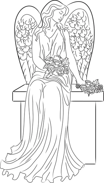 Ангел с розами — стоковый вектор