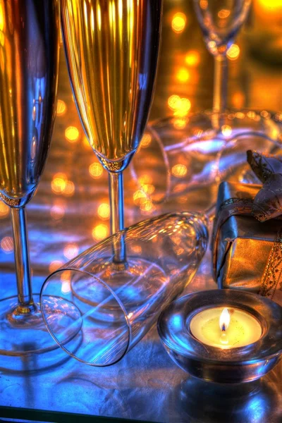 Closeup šampaňského a brýle. — Stock fotografie