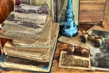 Old photos,books and postcards. clipart