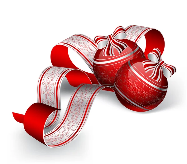 Kerstballen en lint — Stockvector