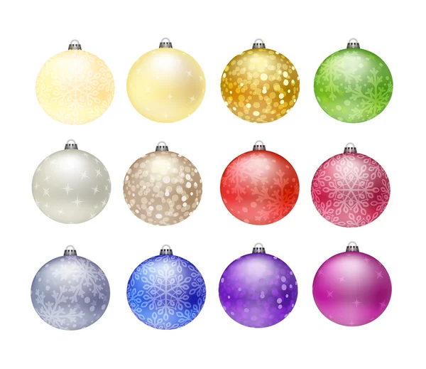 12 Christmas baubles — Stock Vector