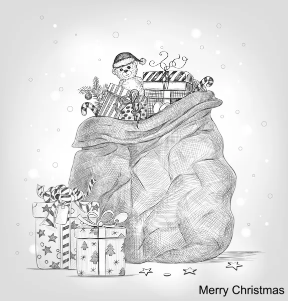 Cartão de Natal desenhado à mão — Vetor de Stock