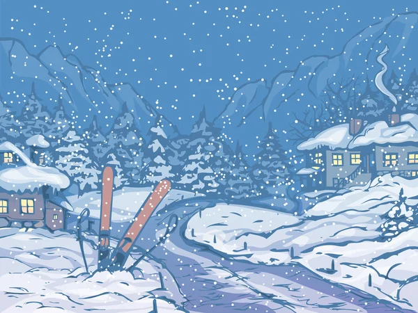 冬の夜 — ストックベクタ