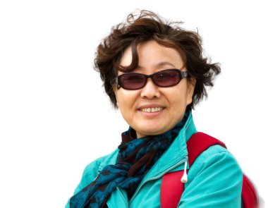 Closeup portrait of a senior asian lady clipart