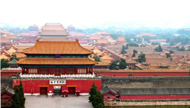 Forbidden City in the fog clipart