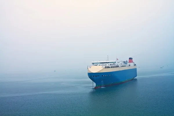 stock image Cruise stops in the sea in a foggy day