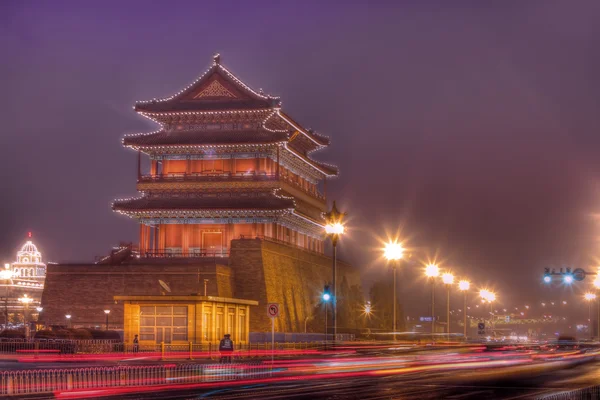Nachtscène van de verboden stad van china — Stockfoto