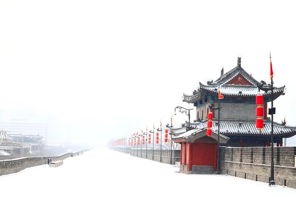 2011 年に最初の雪の城壁 — ストック写真