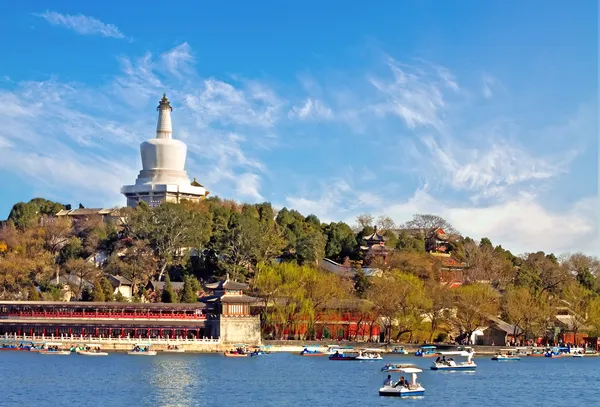 Білий pagoda парком Пекіні Китай Стокове Зображення