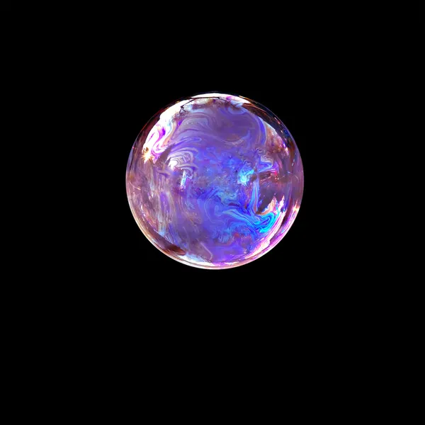 Ізоляційна мильна бульбашка на чорному тлі Стокове Фото