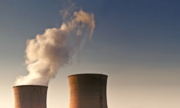 Landscape photo of giant power supply chimneys — Stock Photo, Image