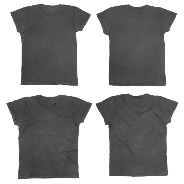 Leere schwarze T-Shirts vorne und hinten — Stockfoto
