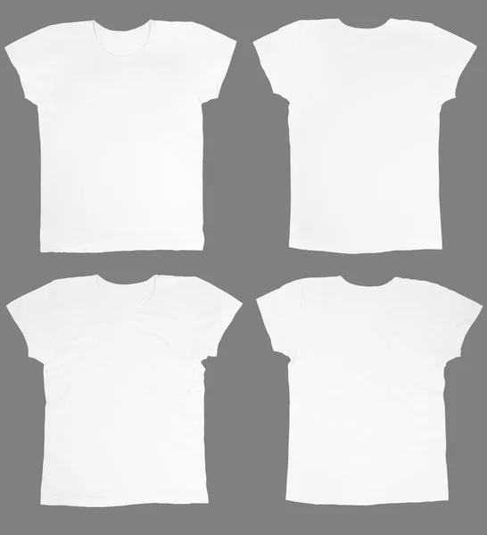 Pusty biały t-shirty, przód i tył — Zdjęcie stockowe