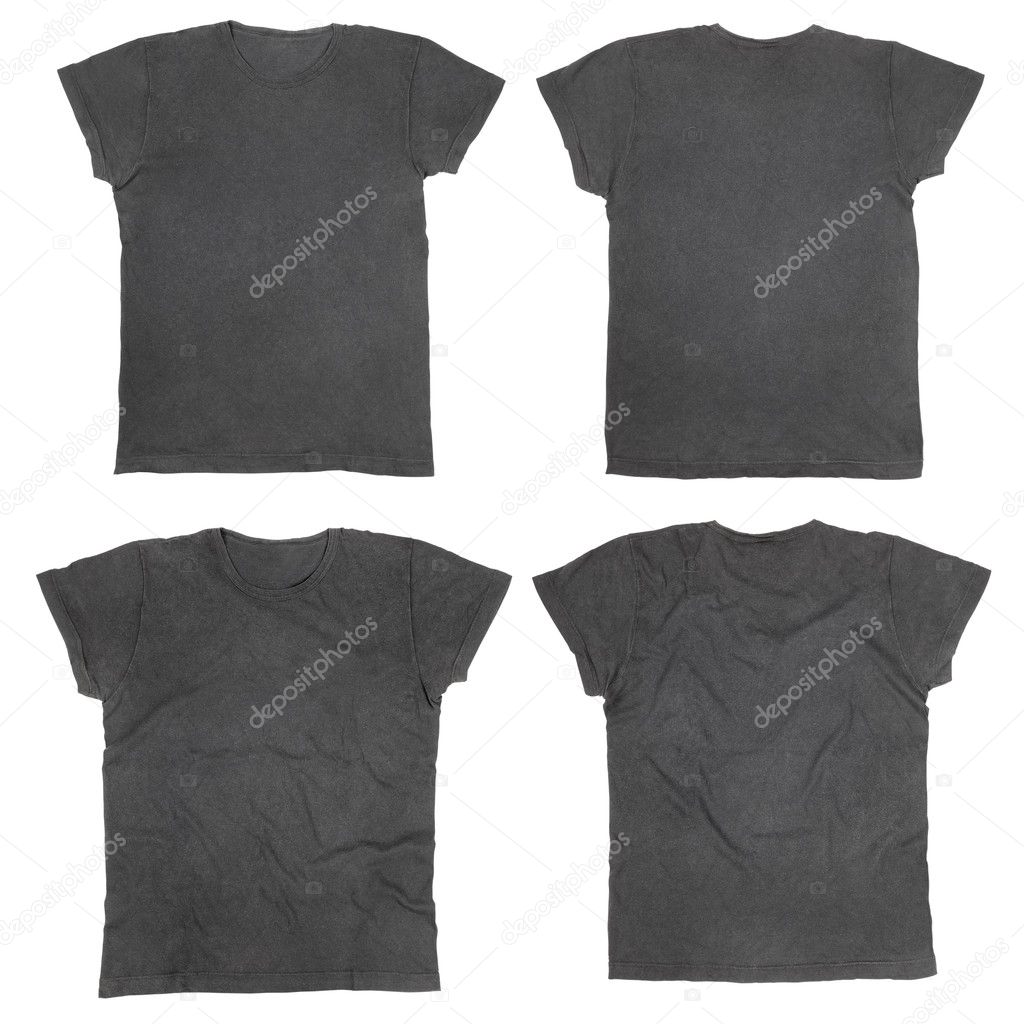 Blank black t-shirts front and back