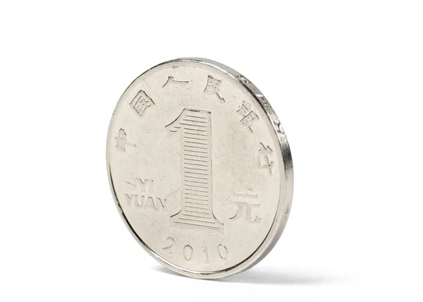 Chiński jeden juanów monety na białym tle z białym — Zdjęcie stockowe