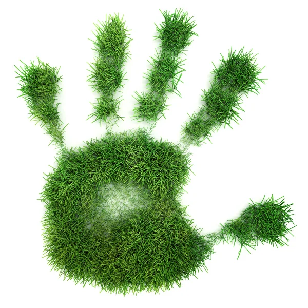 Hand print of grass — Stock Photo, Image