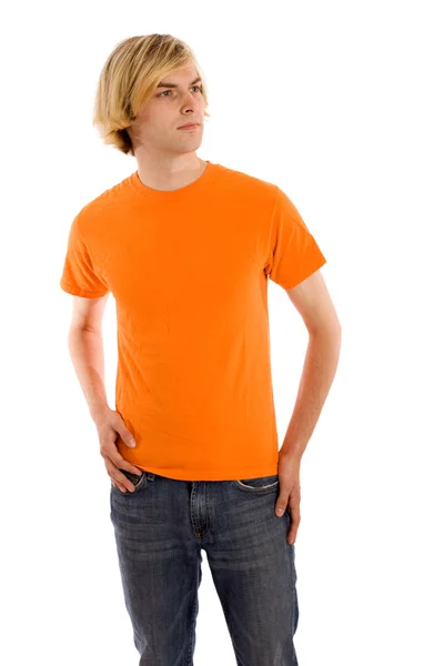 Férfi orangeshirt — Stock Fotó