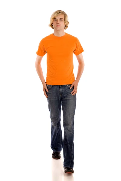 Άνθρωπος στο orangeshirt — Φωτογραφία Αρχείου