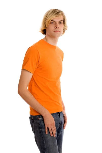 Man i orangeshirt — Stockfoto