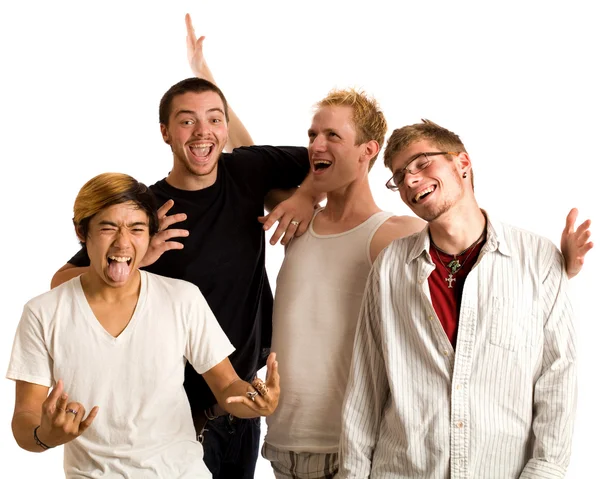 stock image Small group of young men. Studio shot over white.