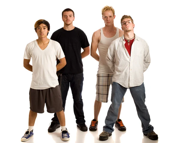 Mała grupa młodych mężczyzn. łapka na biały. — Zdjęcie stockowe