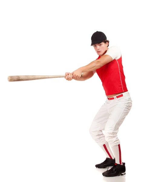 Baseballspieler. Studioaufnahme über Weiß. — Stockfoto