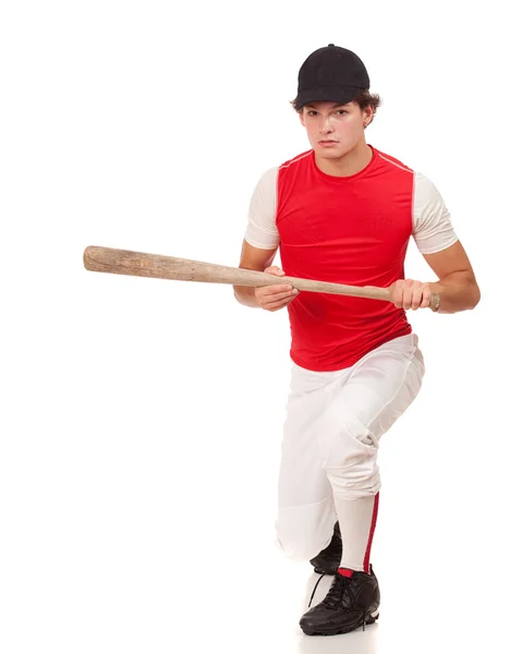 Baseballspieler. Studioaufnahme über Weiß. — Stockfoto