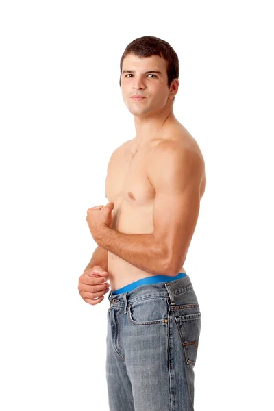 Athletic young man. Studio shot over white. — Stock Photo, Image