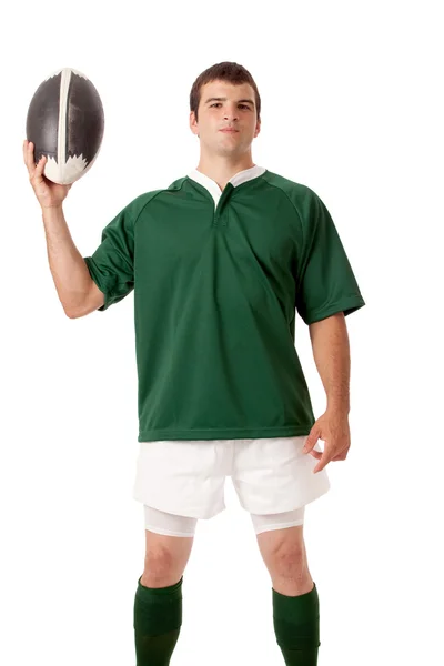 Gracz rugby mężczyzn. łapka na biały. — Zdjęcie stockowe