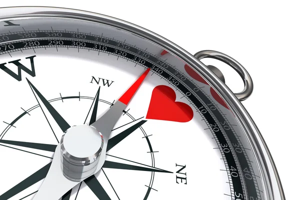 How to find heart love conceptual image with compass — Stock Photo, Image