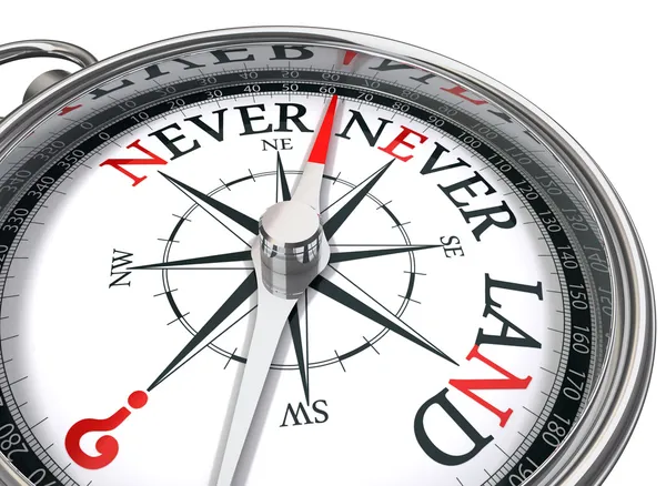 Neverland kompas conceptuele afbeelding — Stockfoto