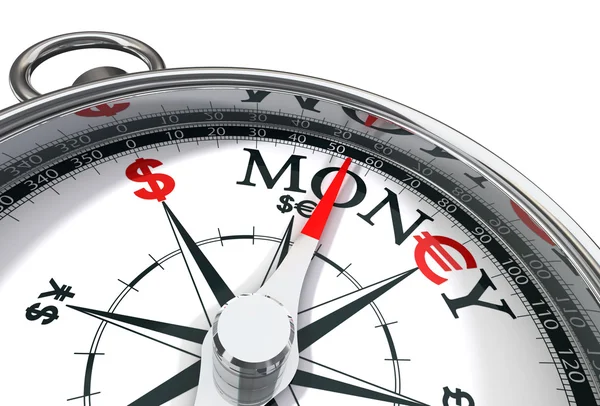 Der Weg zum Geld Konzeptbild mit Kompass — Stockfoto
