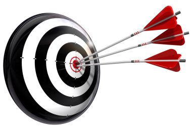 Target and three arrows conceptual image clipart
