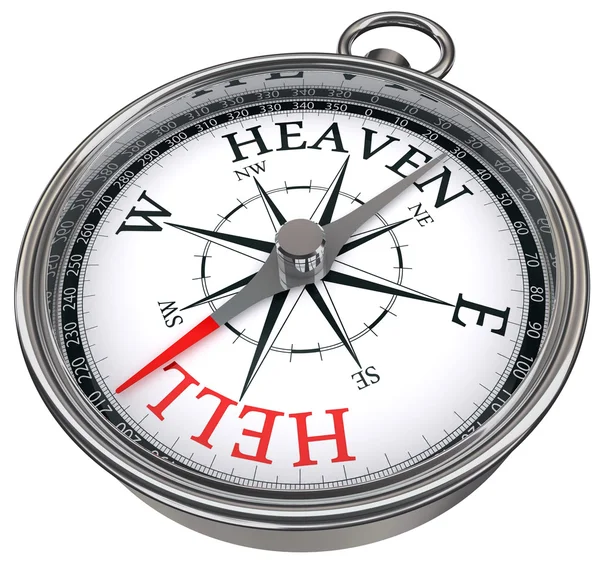 Himmel och helvete konceptet kompass — Stockfoto