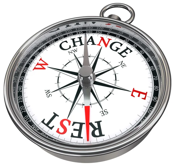 Změnit vs zbytek koncepce kompas — Stock fotografie