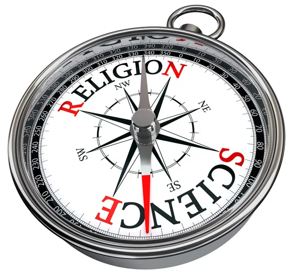Наука проти концепції релігії компас — стокове фото