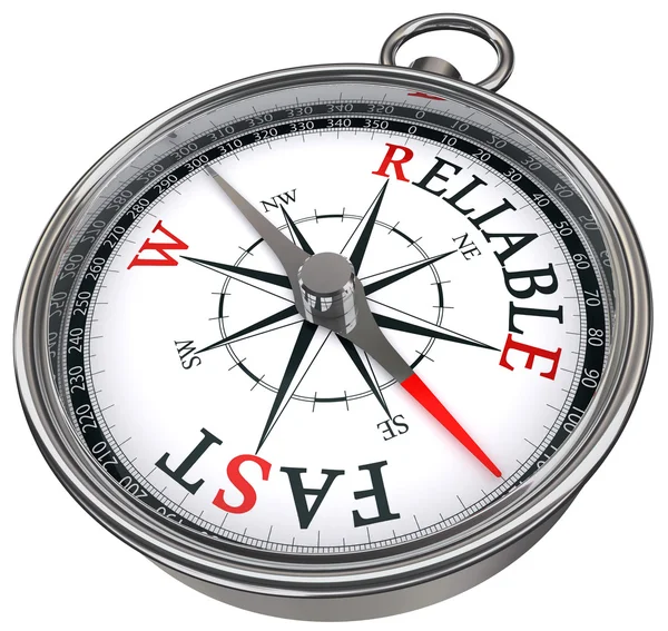 Fast vs reliable concept compass — Stock Photo, Image