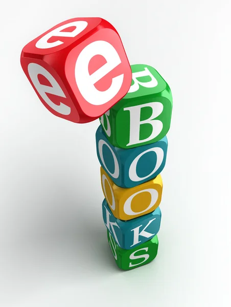 E-books 3d colorful cube tower — Stock Photo, Image