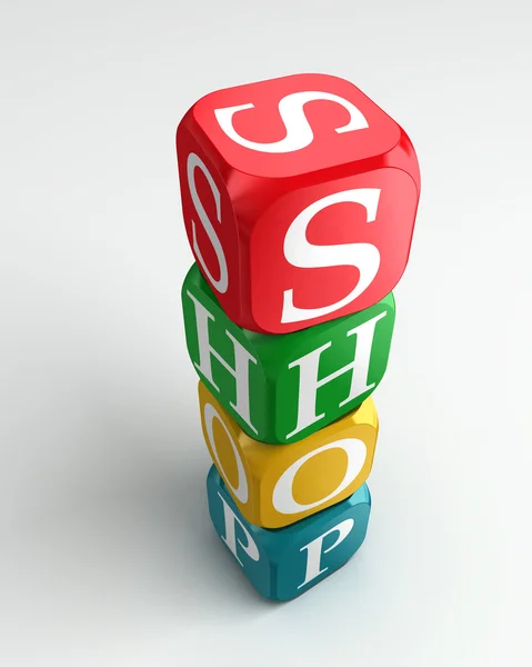 Shop 3d colorful buzzword — Stock Photo, Image