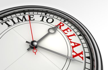 Relax red word on concept clock clipart