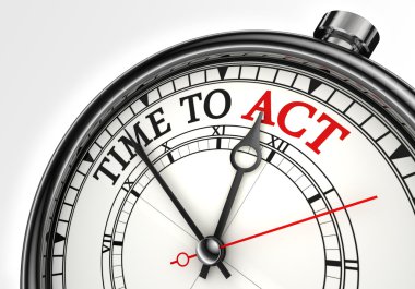 Time to act concept clock clipart